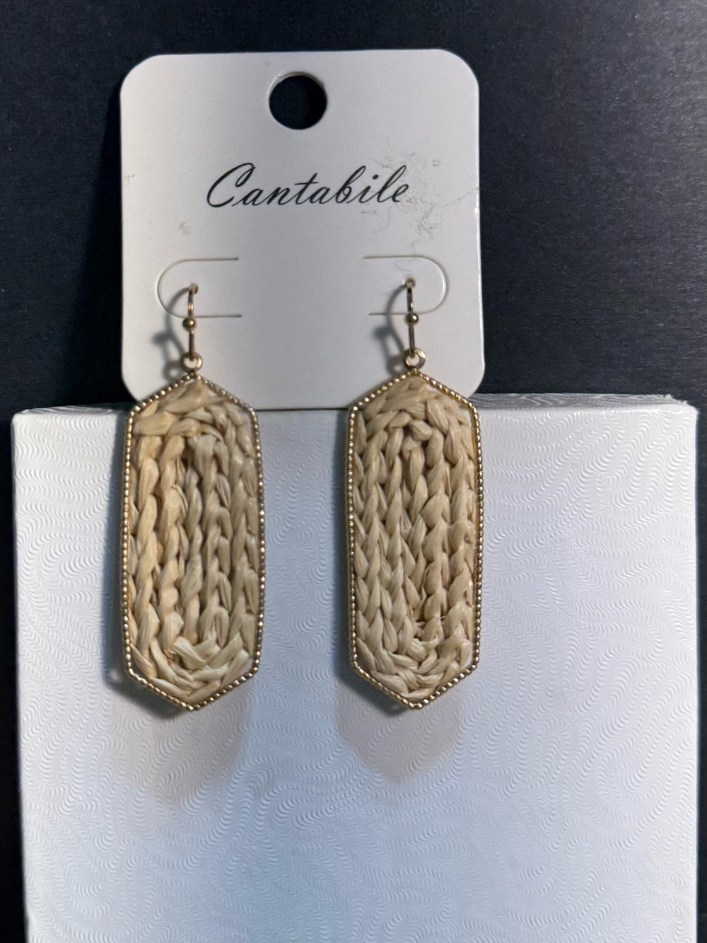 Beige Woven Drop Earrings - Neutral Statement Jewelry